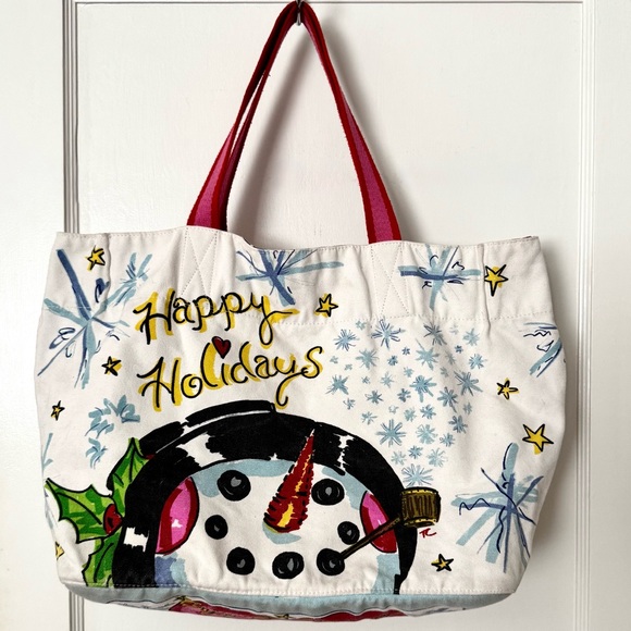 Brighton Snow Day Large Tote Snowman 100% Cotton Canvas “Happy Holidays” - Picture 7 of 7